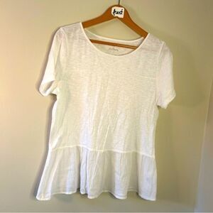 Talbots White Short Sleeve Peplum Tee